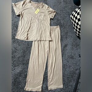 Women's Tan Pajama Set